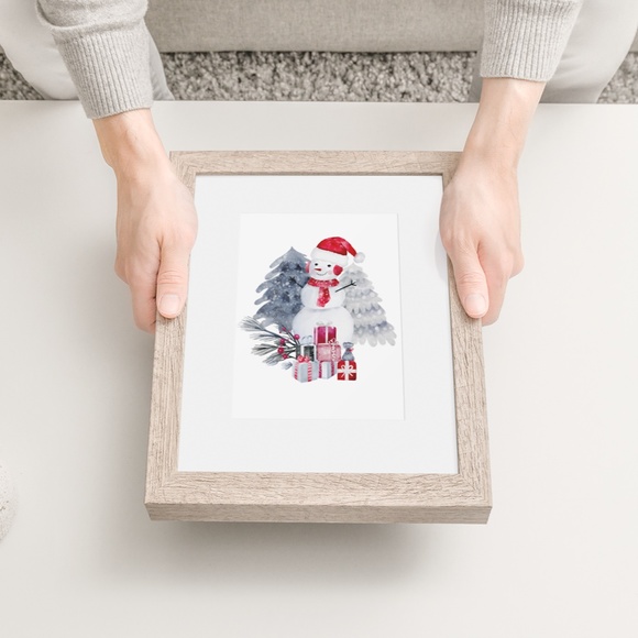 Wall Art Watercolor Snowman Christmas Illustration Print Poster Card Unframed - Picture 6 of 6